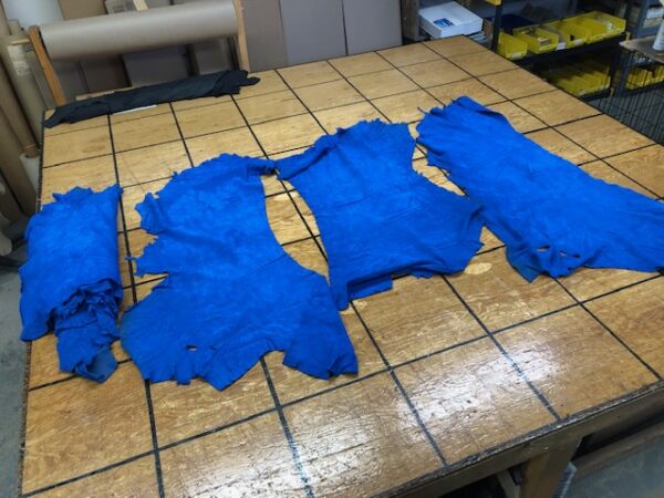 Electric Blue Suede Bends about 6-7 sq ft and 3 oz thickness
