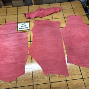 Watermelon colored USA cattlehide suede leathers for garments or bags