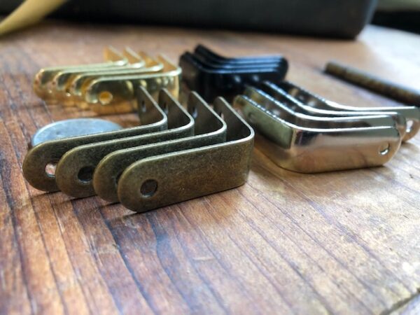 Small Trunk Edge Clamps in Bright Brass Bright Nickel Antique Brass or Black
