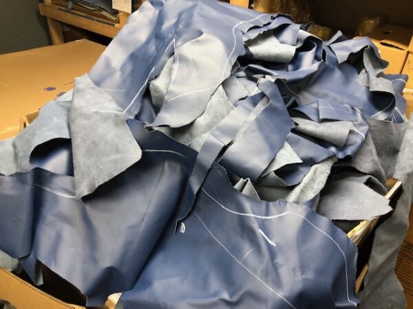 Blue autp scrap leather pieces