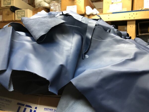 Blue autp scrap leather pieces