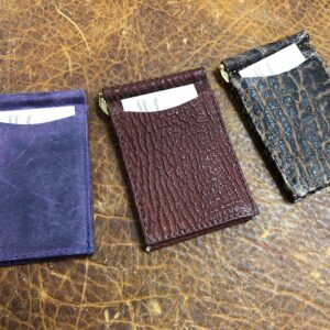 Exotic Leather Small Wallets in Shark Skin Elephant Hide or Goat Leather