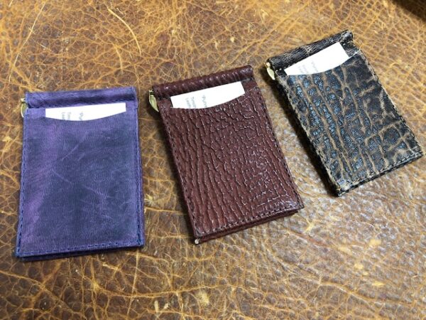 Exotic Leather Small Wallets in Shark Skin Elephant Hide or Goat Leather