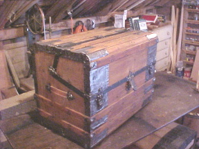 Big wooden trunk after restoration